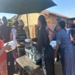 Food parcels being handed out to local families