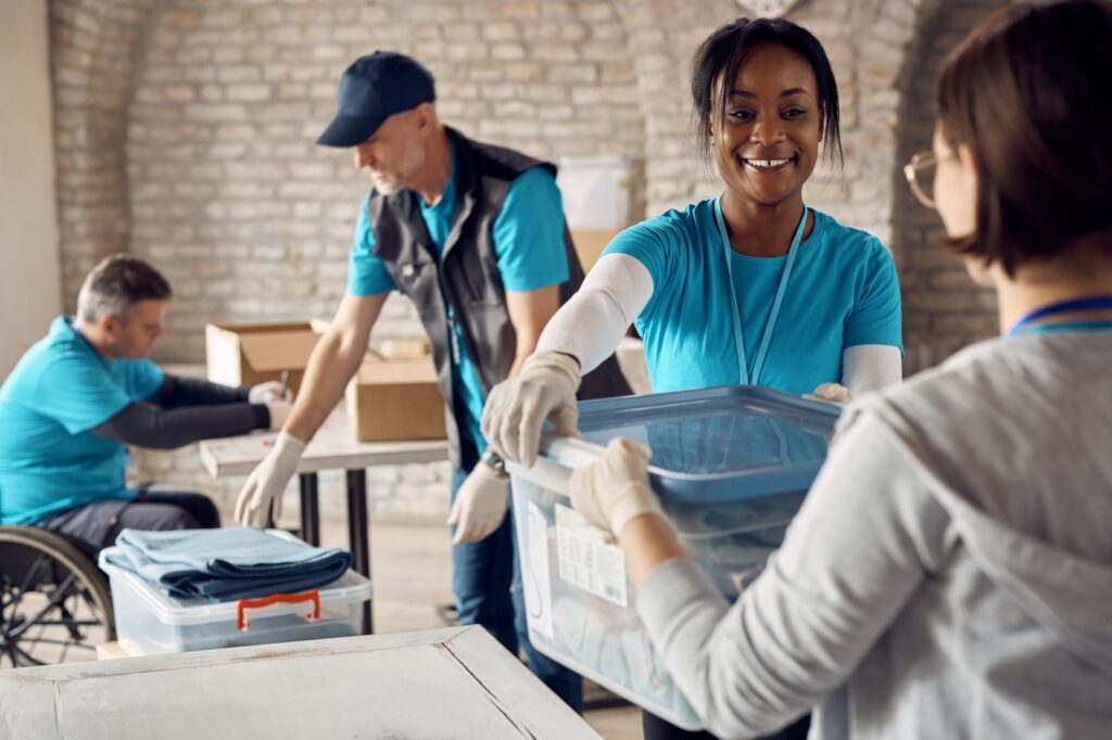 Volunteers collaborating at a local community center